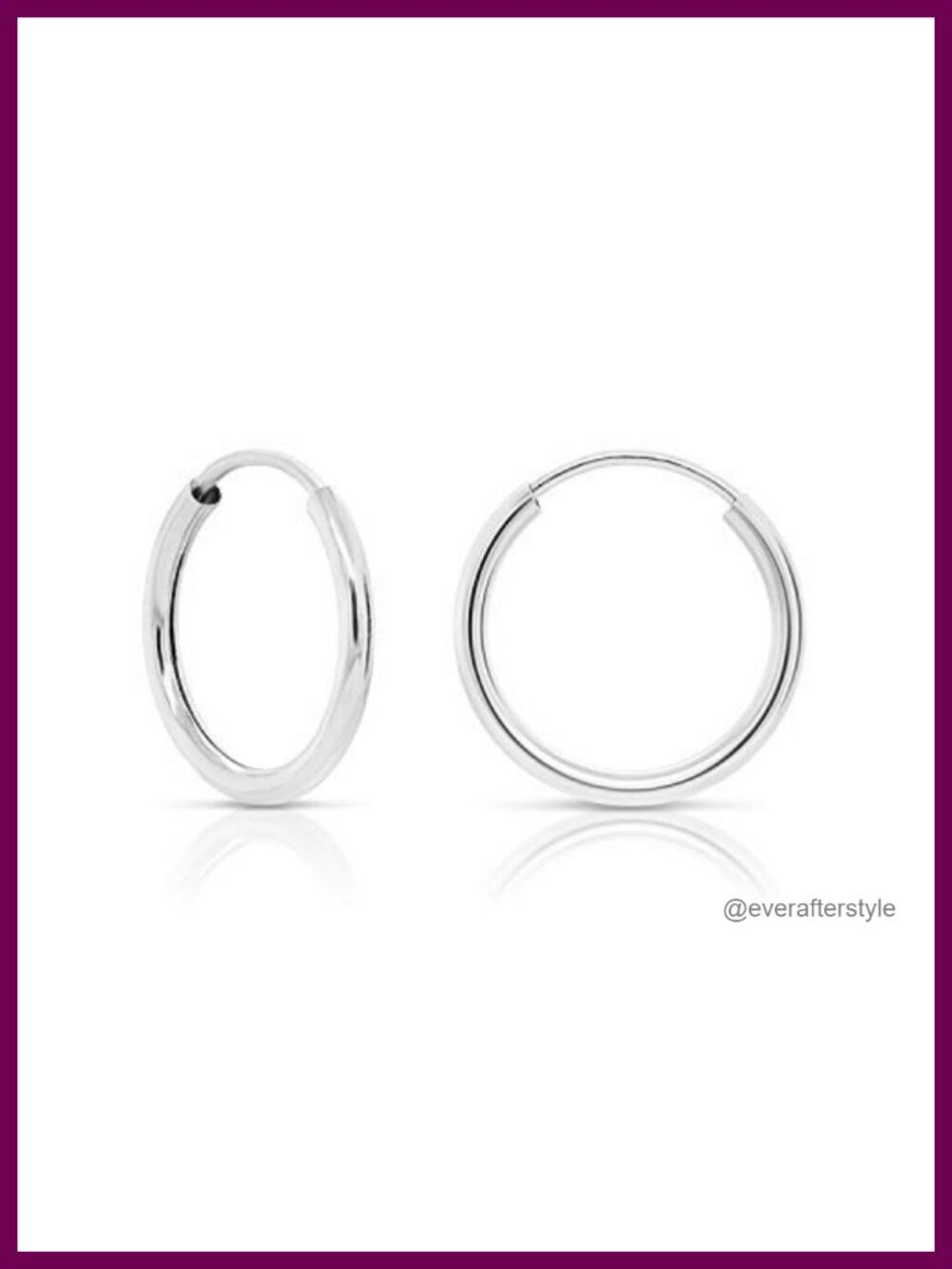 14k White Gold Thin Flexible Endless Hoop Earrings Cartilage